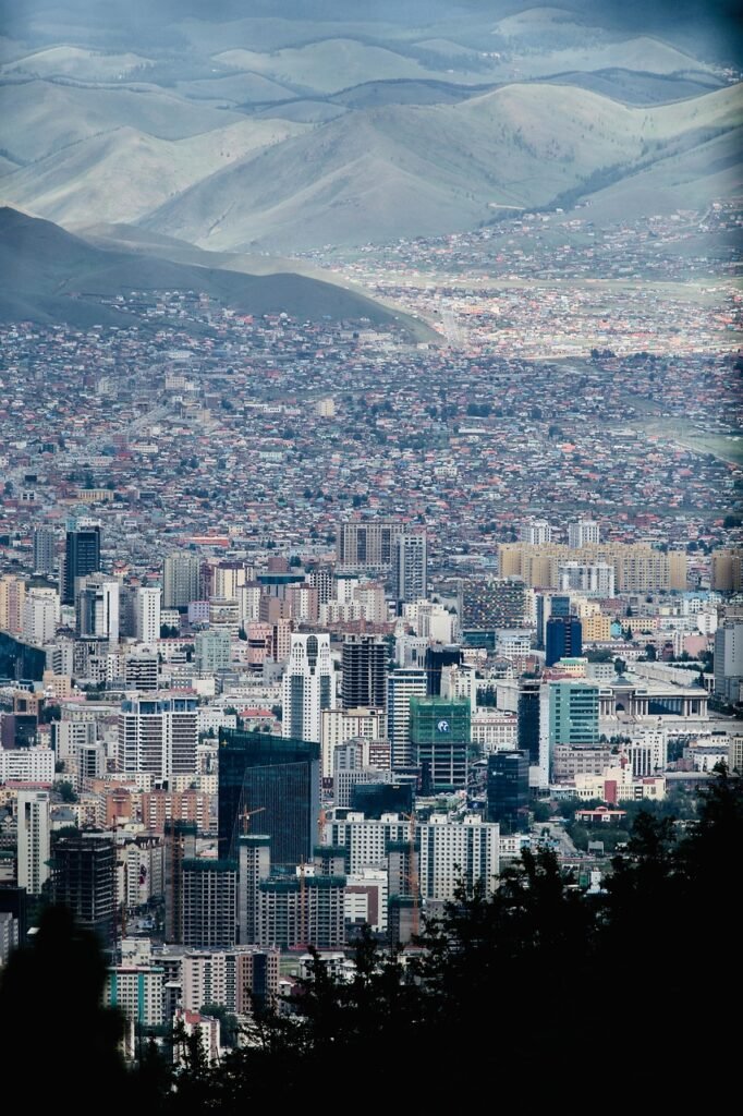 cityscape, buildings, mountains, nature, view, distant view, city view, urban, metropolitan, city, downtown, modern, skyscrapers, metropolis, ulaanbaatar, mongolia, asia