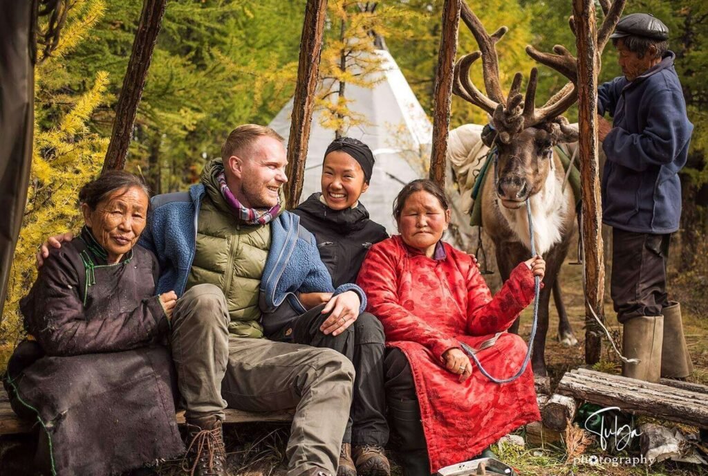 travellers with reindeer tribe